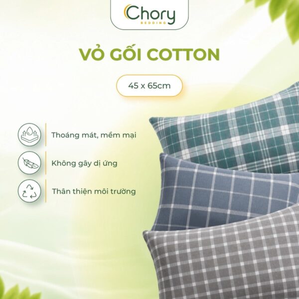 Vỏ Gối Nằm Cotton | Thoáng Mát, Bền Bỉ | 45x65cm